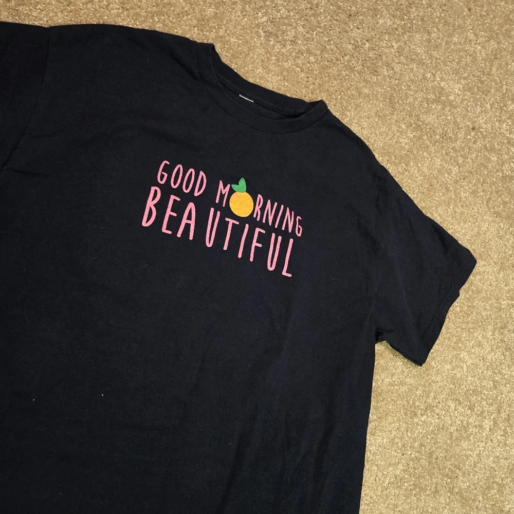 Good Morning Beautiful Black T-Shirt Bayside Skillet Ocean City Maryland - Picture 3 of 8